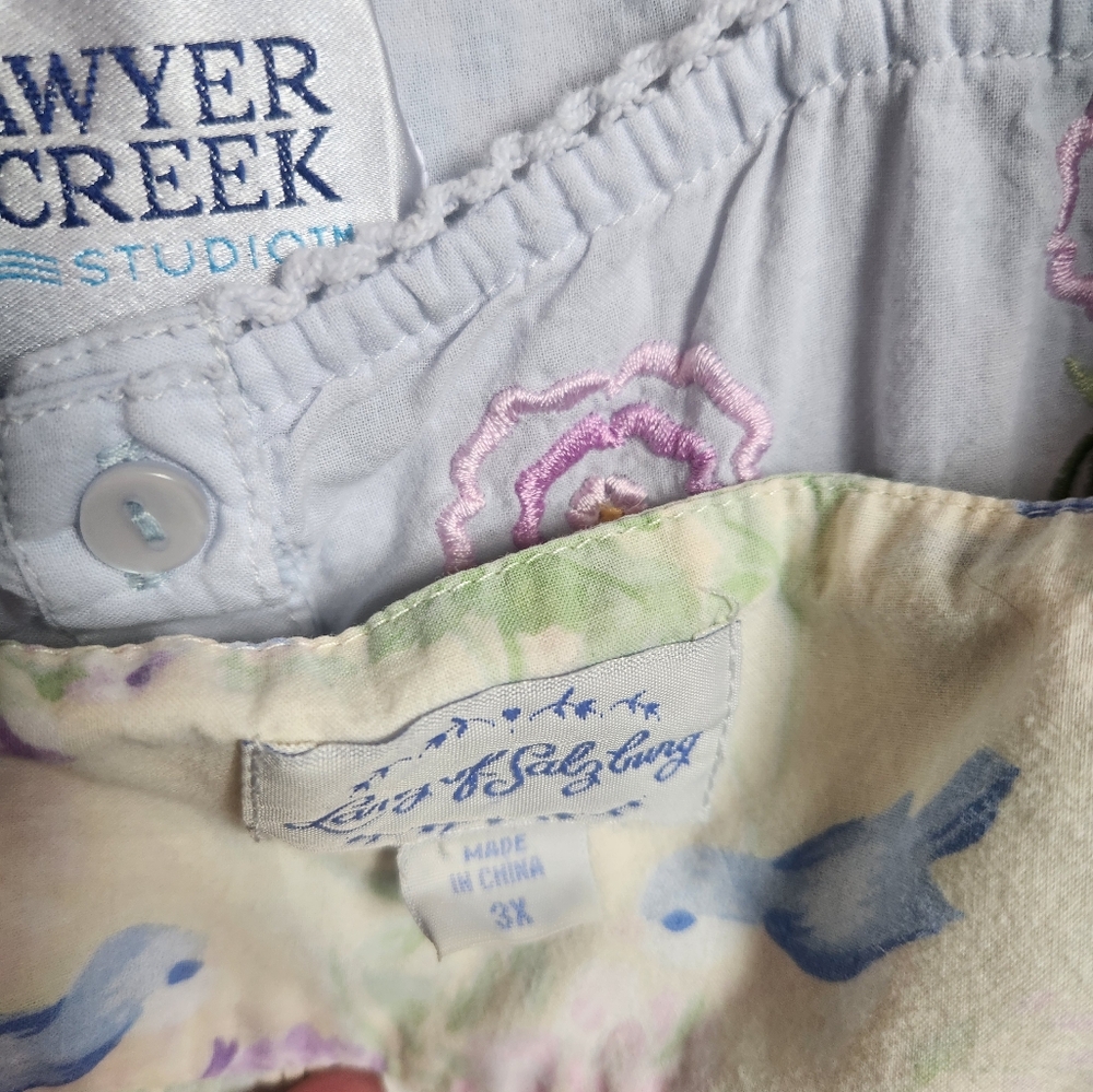 Vintage Cotton Nightgowns Lot of 2, sz 3X Lanz of Salzburg Sawyer Creek